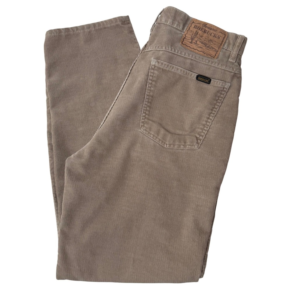 Vtg 70s 80s Roebucks Corduroy Pants Mens 32x29 Tan Straight Leg Sears USA Fabric